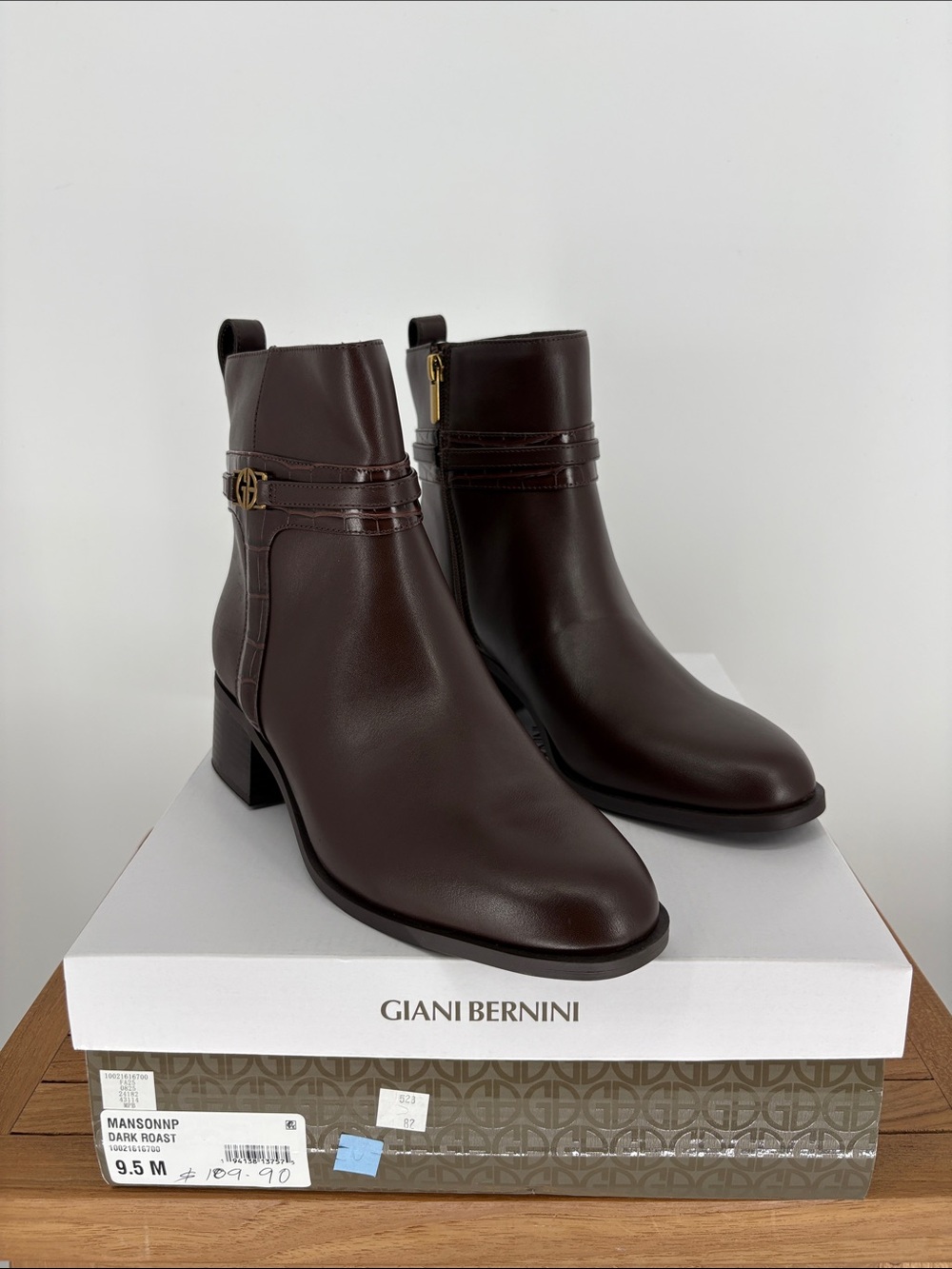 New Giani Bernini MANSONNP Dark Roast Brown Ankle Boots for Women size 9.5